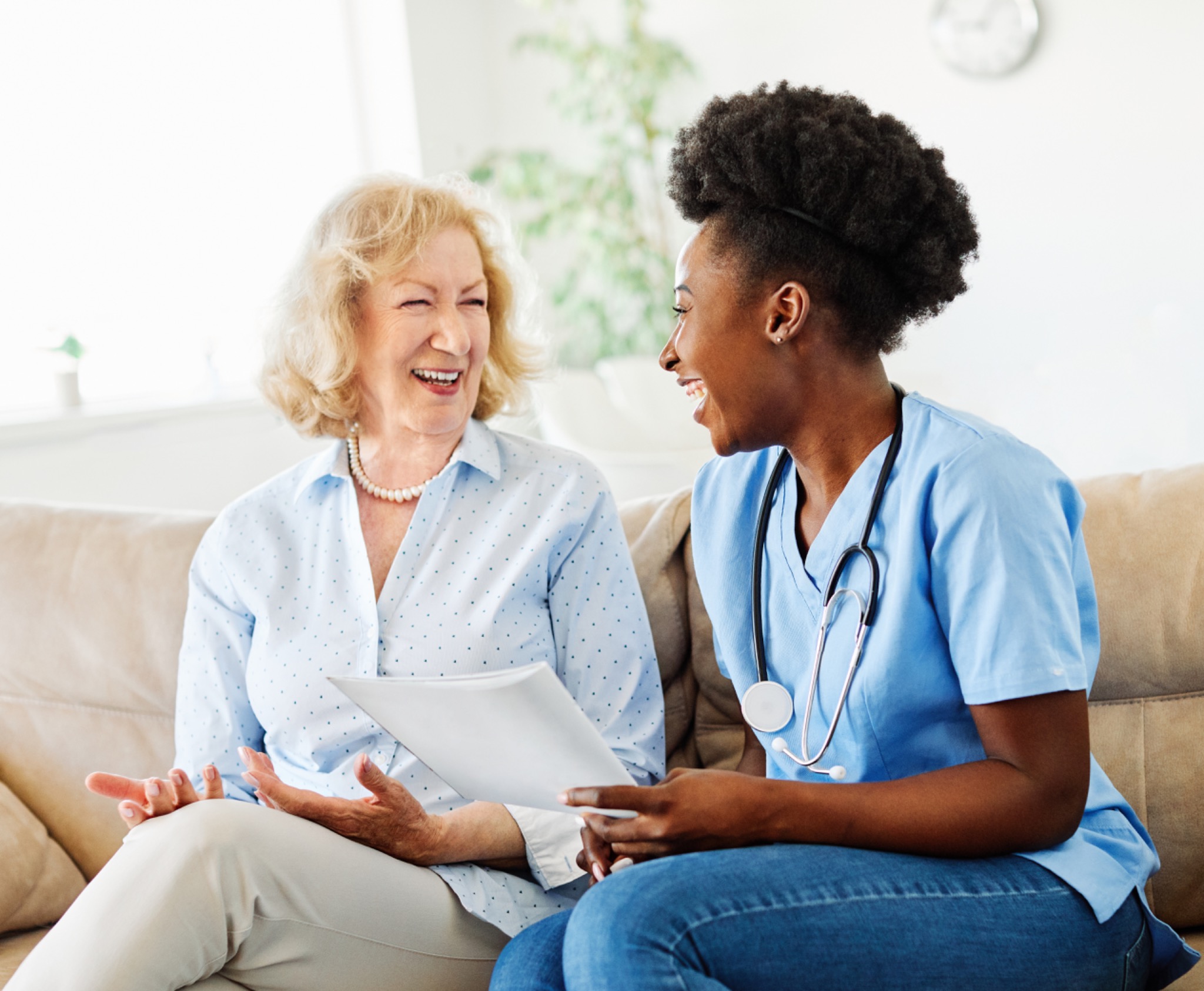 Caregiver supporting an older adult